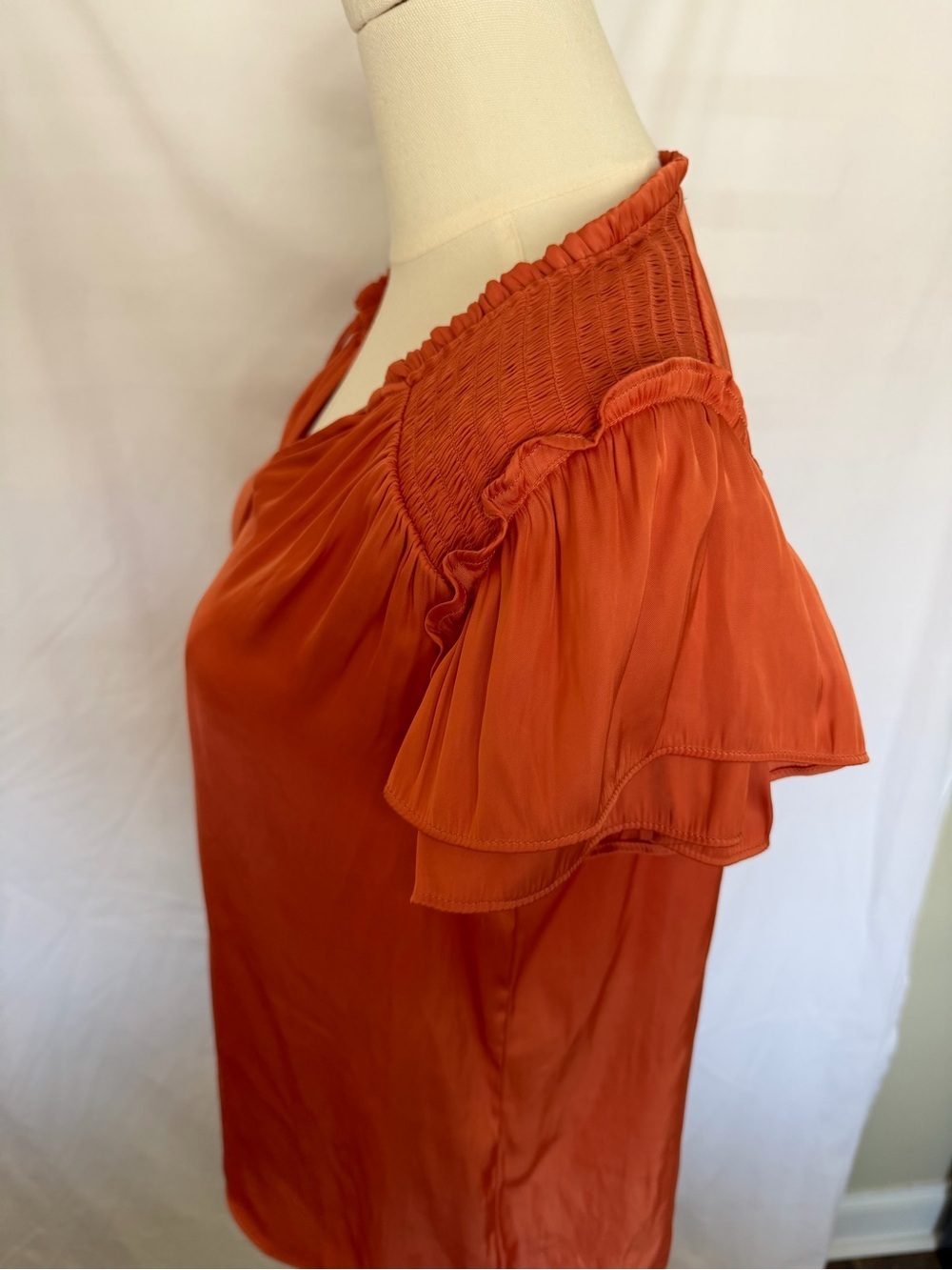 Rachel Zoe Rust Short Sleeve V-Neck Tassel Blouse - Picture 3 of 4